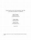 Research paper thumbnail of Uniform Small Loan Laws in the United States, 1990-1940: A Case Study in the Influence of Foundations