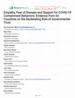 Research paper thumbnail of Empathy, Fear of Disease and Support for COVID-19 Containment Behaviors: Evidence from 34 Countries on the Moderating Role of Governmental Trust