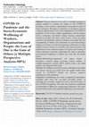 Research paper thumbnail of COVID-19 Pandemic and the Socio-Economic Wellbeing of Workers, Organisations and People: the Loss of One is the Gain of Others