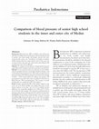 Research paper thumbnail of Comparison of blood pressure of senior high school students in the inner and outer city of Medan