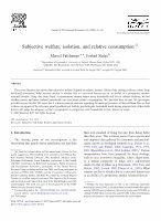 Research paper thumbnail of Subjective welfare, isolation, and <b>relative consumption</b>