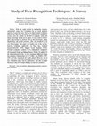 Research paper thumbnail of Study of Face Recognition Techniques: A Survey