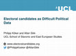 Research paper thumbnail of Electoral candidates as Difficult Political Data