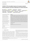 Research paper thumbnail of COVID‐19: The immediate response of european academic dental institutions and future implications for dental education