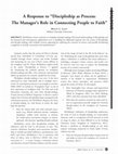 Research paper thumbnail of A Response to “Discipleship as Process: The Manager’s Role in Connecting People to Faith”