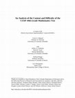 Research paper thumbnail of An Analysis of the Content and Difficulty of the CSAP 10th-Grade Mathematics Test