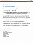 Research paper thumbnail of Fabrication of microelectromechanical systems (MEMS) cantilevers for photoacoustic (PA) detection of terahertz (THz) radiation