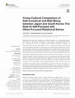 Research paper thumbnail of Cross-Cultural Comparison of Self-Construal and Well-Being between Japan and South Korea: The Role of Self-Focused and Other-Focused Relational Selves