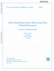 Research paper thumbnail of Does Female Reservation Affect Long-Term Political Outcomes? Evidence from Rural India