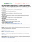 Research paper thumbnail of Decoding the differentiation of mesenchymal stem cells into mesangial cells at the transcriptomic level