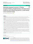 Research paper thumbnail of Attitudes pregnant women in Türkiye towards holistic complementary and alternative medicine and influencing factors: a web-based cross-sectional study