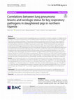 Research paper thumbnail of Correlations between lung pneumonic lesions and serologic status for key respiratory pathogens in slaughtered pigs in northern Uganda