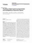 Research paper thumbnail of The Effect of Rate Control on Speech Rate and Intelligibility of Dysarthric Speech