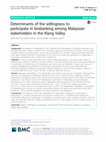 Research paper thumbnail of Determinants of the willingness to participate in biobanking among Malaysian stakeholders in the Klang Valley