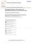 Research paper thumbnail of Board gender diversity, critical masses, and organizational problems of non-profit sport clubs