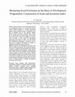 Research paper thumbnail of Measuring Social Exclusion on the Basis of Development Programmes: Construction of Scale and Exclusion Index