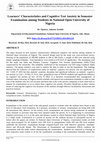 Research paper thumbnail of Learners' Characteristics and Cognitive Test Anxiety in Semester Examination among Students in National Open University of Nigeria