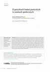 Research paper thumbnail of O pożytkach badań poetyckich w naukach społecznych