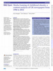 Research paper thumbnail of Media framing of childhood obesity: a content analysis of UK newspapers from 1996 to 2014