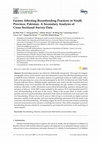 Research paper thumbnail of Factors Affecting Breastfeeding Practices in Sindh Province, Pakistan: A Secondary Analysis of Cross-Sectional Survey Data