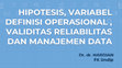 Research paper thumbnail of Hypotesis variable operational definition analysis