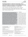 Research paper thumbnail of Developing Evidence to Decision Frameworks and an Interactive Evidence to Decision Tool for Making and Using Decisions and Recommendations in Health Care