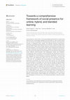 Research paper thumbnail of Towards a comprehensive framework of social presence for online, hybrid, and blended learning