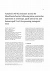 Research paper thumbnail of Amyloid β40/42 clearance across the blood-brain barrier following intra-ventricular injections in wild-type, apoE knock-out and human apoE3 or E4 expressing transgenic mice