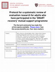 Research paper thumbnail of Protocol for a systematic review of evaluation research for adults who have participated in the 'SMART recovery' mutual support programme