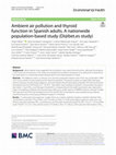 Research paper thumbnail of Ambient air pollution and thyroid function in Spanish adults. A nationwide population-based study (Di@bet.es study)