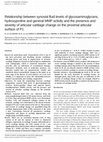 Research paper thumbnail of Relationship between synovial fluid levels of glycosaminoglycans, hydroxyproline and general MMP activity and the presence and severity of articular cartilage change on the proximal articular surface of P1