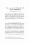 Research paper thumbnail of Why Experimental Balance is Still a Reason to Randomize