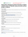 Research paper thumbnail of Plasmodium falciparum genetic diversity in malaria endemic areas of Pakistan using merozoite surface protein 2 (msp-2)