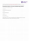 Research paper thumbnail of Evaluating The Impacts Of Community Renewable Energy Initiatives