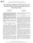 Research paper thumbnail of The Typology of Migrants from Central Asia as an Attitude Formation of the Cultural Identity of the Receiving Country