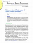 Research paper thumbnail of Achievements and Weaknesses of Object-Oriented Databases