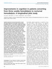 Research paper thumbnail of Improvements in cognition in patients converting from thrice weekly hemodialysis to nocturnal hemodialysis: A longitudinal pilot study