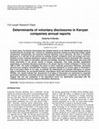 Research paper thumbnail of Determinants of voluntary disclosures in Kenyan companies annual reports