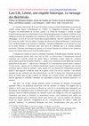 Research paper thumbnail of Recension de Lénine, une enquête historique. Le message des Bolchéviks, de Lars Lih.