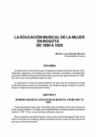 Research paper thumbnail of La Educación Musical de la Mujer en Bogotá de 1880 a 1920