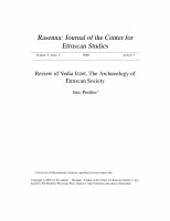 Research paper thumbnail of Review of Vedia Izzet, The Archaeology of Etruscan Society