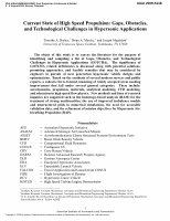 Research paper thumbnail of Current state of high speed propulsion - gaps, obstacles, and technological challenges in hypersonic applications