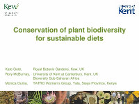 Research paper thumbnail of Conservation of plant biodiversity for sustainable diets