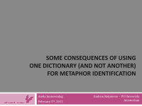 Research paper thumbnail of Some consequences of using one dictionary (and not another) for metaphor identification in French