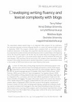 Research paper thumbnail of Developing writing fluency and lexical complexity with blogs