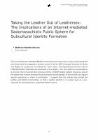 Research paper thumbnail of Taking the Leather Out of Leathersex: The Implications of an Internet-mediated Sadomasochistic Public Sphere for Subcultural Identity Formation