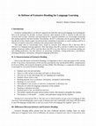 Research paper thumbnail of In Defense of Extensive Reading for Language Learning