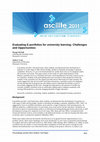 Research paper thumbnail of Evaluating E-portfolios for university learning: Challenges and Opportunities