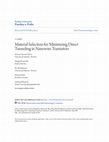 Research paper thumbnail of Material Selection for Minimizing Direct Tunneling in Nanowire Transistors