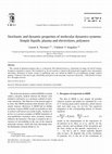 Research paper thumbnail of Stochastic and dynamic properties of molecular dynamics systems: Simple liquids, plasma and electrolytes, polymers